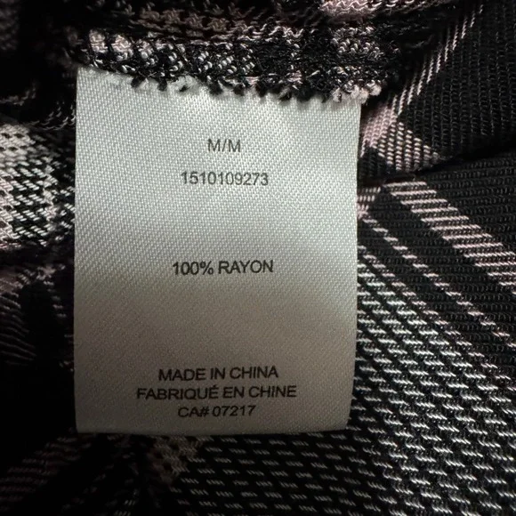 Warehouse One Sleeveless Plaid Button Down Hooded Shirt Black White Pink Medium - Picture 10 of 12